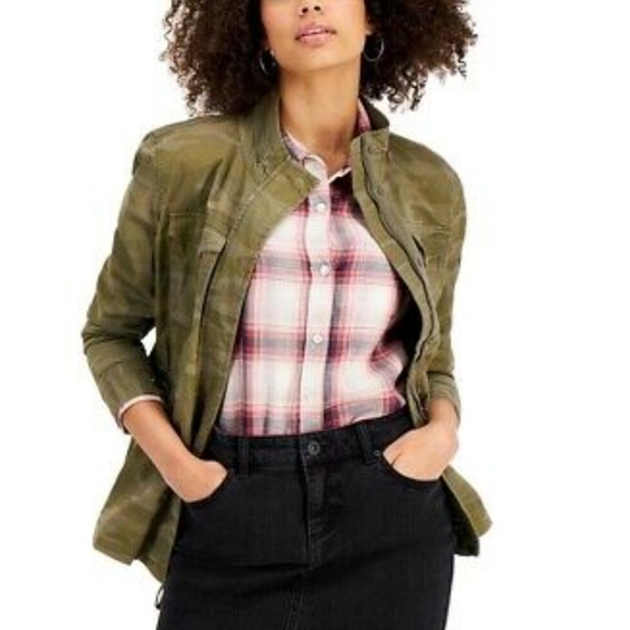 Style & Co. Jackets & Blazers - STYLE & CO, Womens, Sz. S, Petite, Olive Green, Military Style, Jacket, Coat